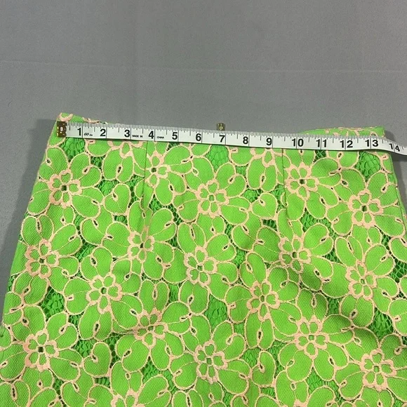 Lily Pulitzer pencil skirt floral lace size 2 lime green and light pink - Picture 7 of 9